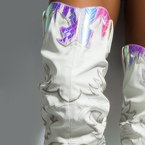 NEW🔥Slouchy Over The Knee Cowboy Boot Chunky Heel - Picture 5 of 5